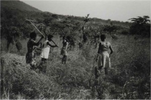 The girls helped to clear the ground to build the school