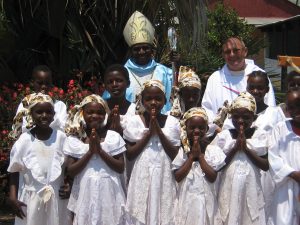 Posing for a photo with the Bishop