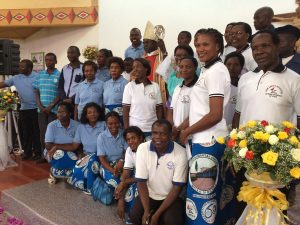 Bishop Mulenga with Chilonga Hospital workers