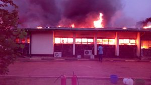 Midwifery school in flames